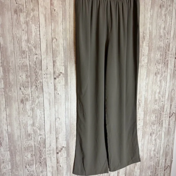 Eileen Fisher Taupe High-Rise Elastic Waist Straight Leg Pants - Picture 3 of 5